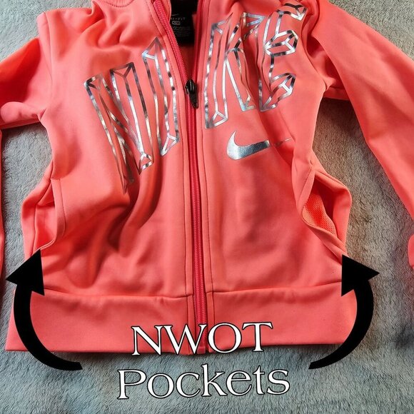 Nike Dri-Fit Coral Full-Zip Hoodie w/ Reflective Text – Beach Blaze Edition 4 - Picture 6 of 10